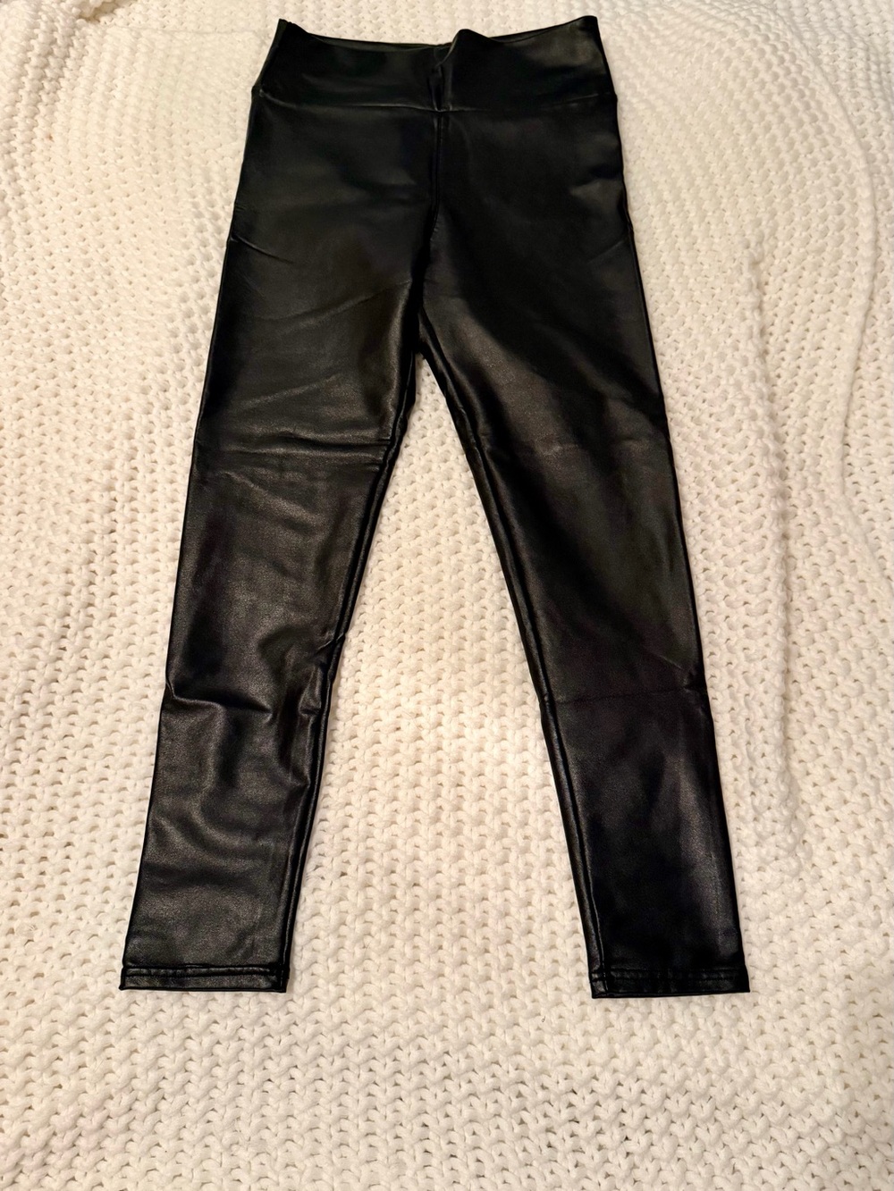 Faux Leather High-Waist Leggings - Black